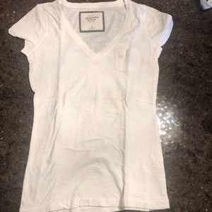 Abercrombie and Fitch white V-neck with pocket